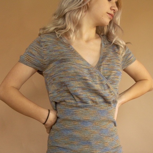 Y2K Veri Peri Melange Wrap Baby Tee - Picture 2 of 14